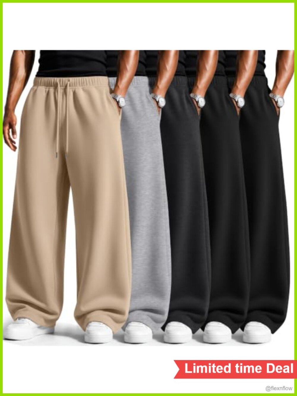 5 Pack Men's Baggy Sweatpants Wide Leg 100% Polyester Lightweight Athletic